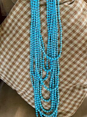Turquoise Beaded Multi-Strand Necklace - Vibrant Blue